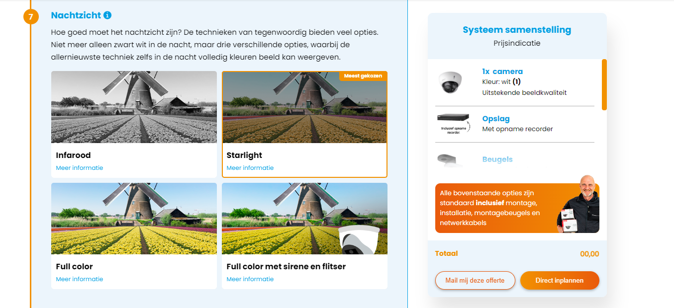 Nachtbeeld van een beveiligingscamera met behouden kleur en detail