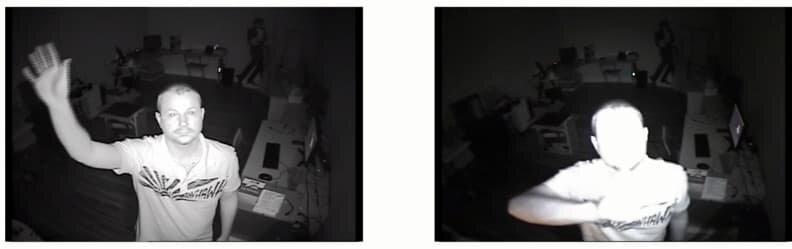 Infraroodreflectie waardoor personen op het nachtbeeld slechter zichtbaar zijn door een witte waas