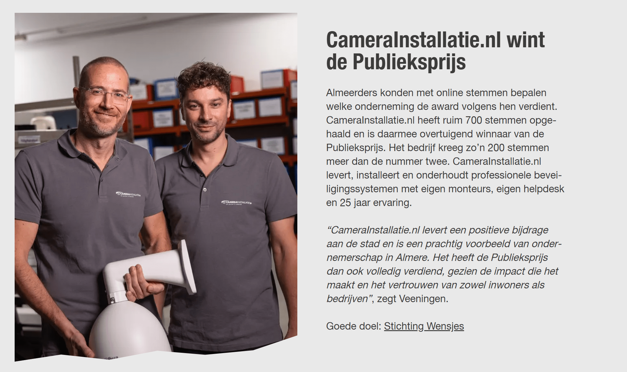 CameraInstallatie.nl wint Bedrijf van het Jaar