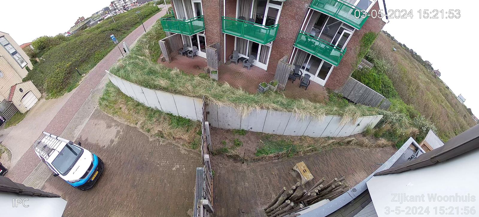 180 graden camerabeeld dat een volledige gevel in een keer in beeld brengt