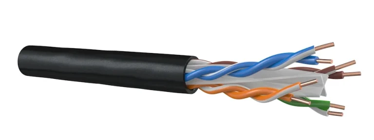 Doorsnede van een buitenkabel gevuld met gel tegen vochtindringing