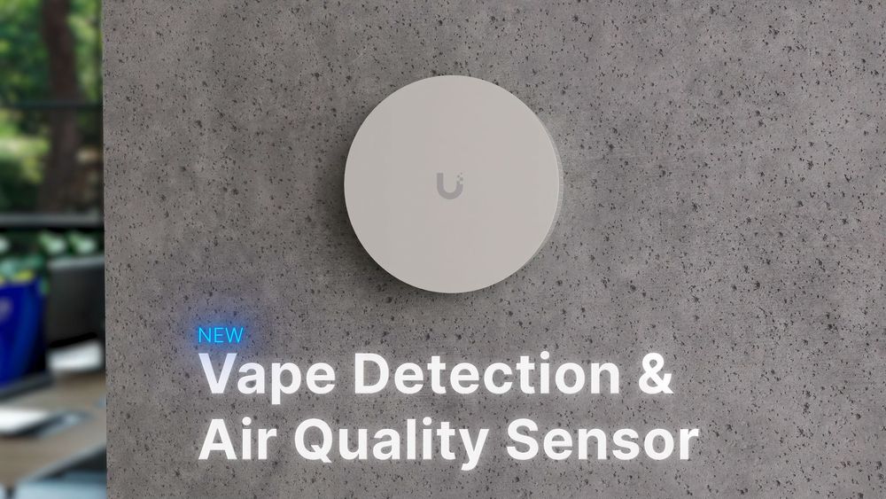 UniFi vape-detectie- en luchtkwaliteitssensor, een ronde sensor aan de wand