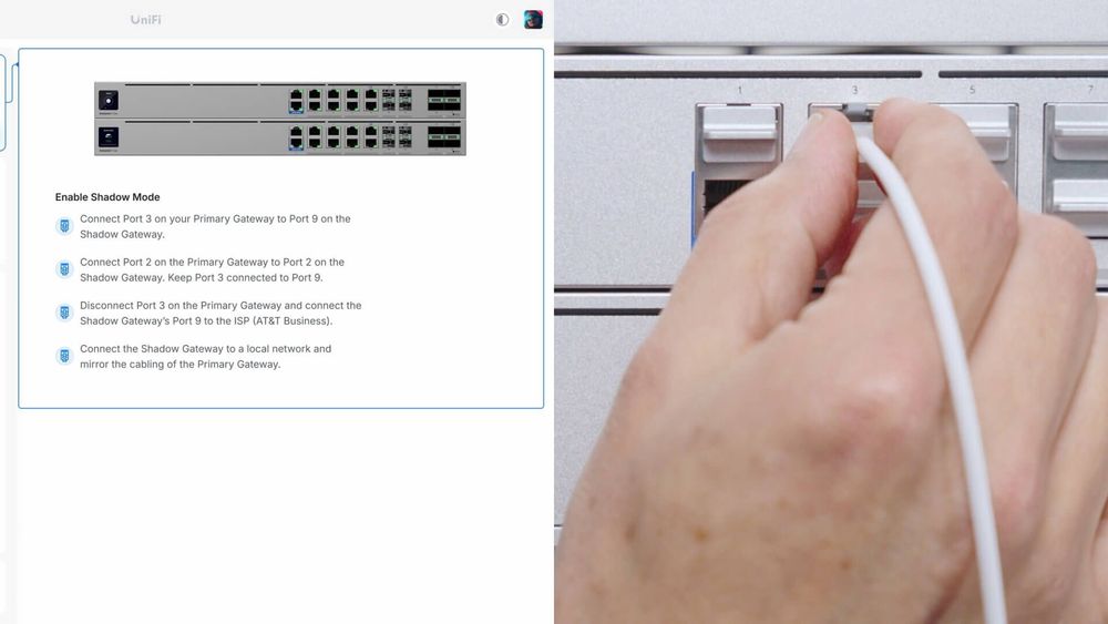 UniFi-instelling voor Shadow Mode: een tweede firewall neemt het over als de eerste uitvalt