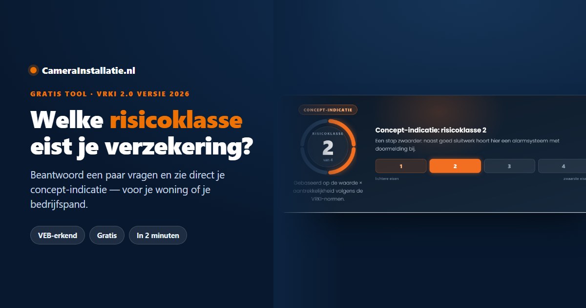 Deelbeeld van de VRKI-risicoklasse-tool van CameraInstallatie.nl
