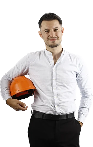 Adviseur Mike met oranje helm